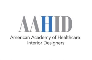 Logo of the American Academy of Healthcare Interior Designers, ideal for a commercial flooring company or new flooring installation branding.