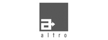 A square logo with a stylized "a" and right-facing arrow above "altro," ideal for a commercial flooring company.