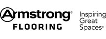 Armstrong Flooring logo with tagline "Inspiring Great Spaces," showcasing a trusted commercial flooring company in black text on white.
